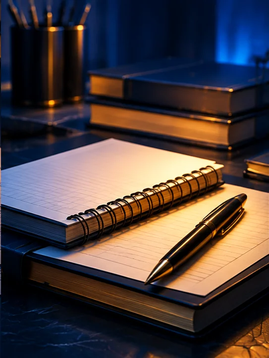 Cadernos e folhas para organizar aulas